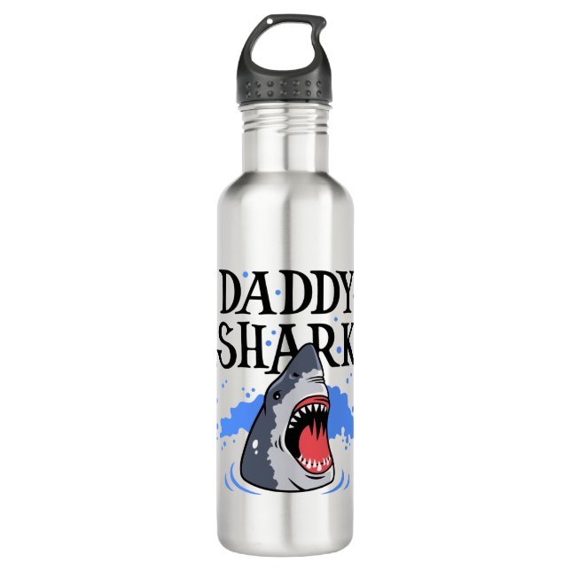 Bouteille D'eau Daddy Shark - Grand Blanc (Devant)