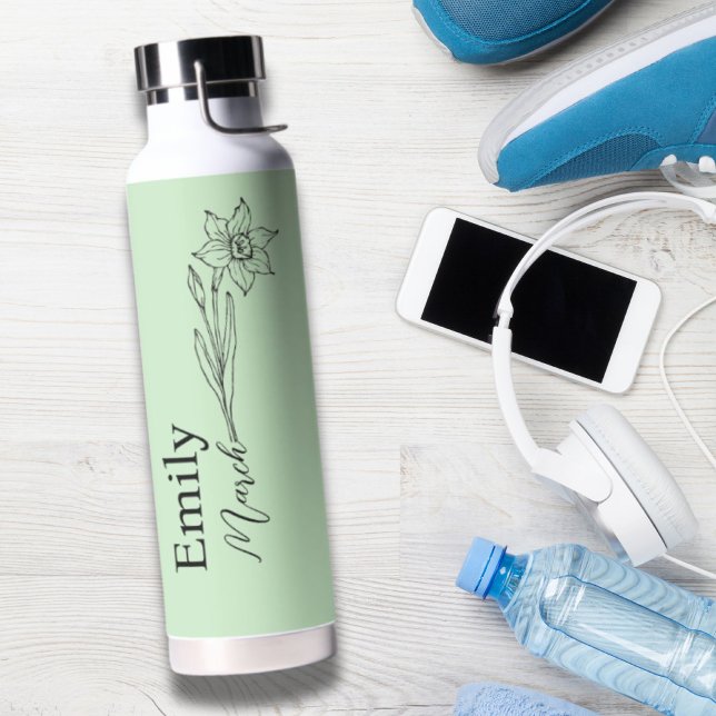 Bouteille D'eau Daffodique de Bridesmaid Mars Fleur du mois de nai (Bridesmaid Daffodil March Birth Month Flower Water Bottle)