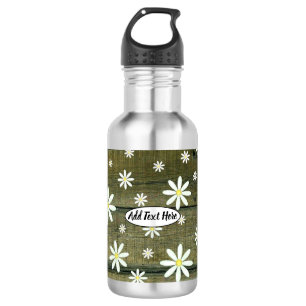 Bouteille D'eau Daisis Rustique Barne Planche Daisy Flower