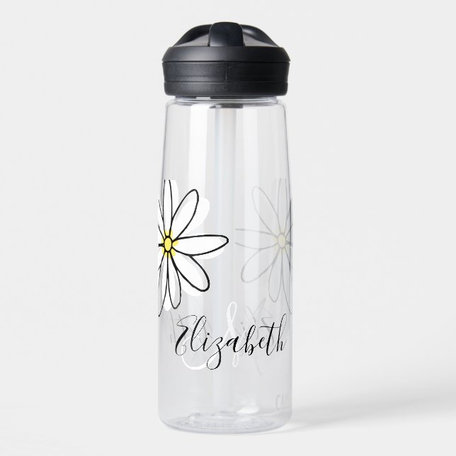 Bouteille D'eau Daisy Doodle Fleur Personnalisé Monogramme (Avant)
