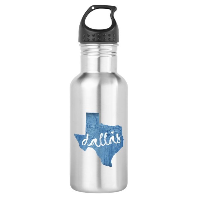 Bouteille D'eau Dallas, Texas Wood Grain (Devant)