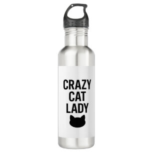 Bouteille D'eau Dame de chat fou - Drôle cadeau Amoureux des chats