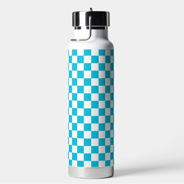 Bouteille D'eau Damier bleu aqua classique (Évier)