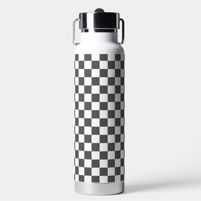 Bouteille D'eau Damier gris foncé classique (Salle de sport)