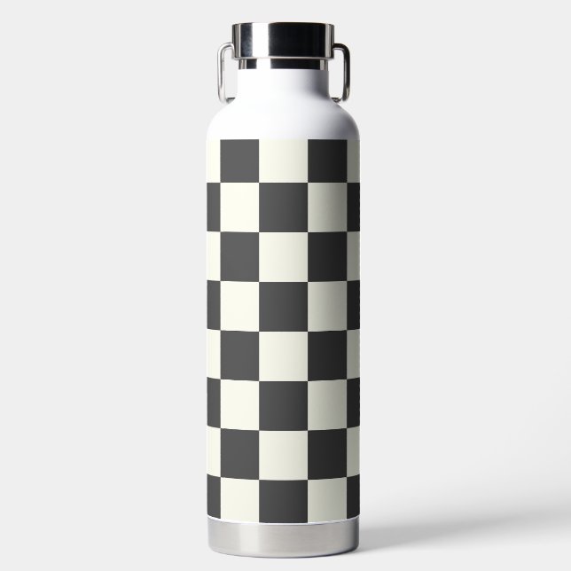 Bouteille D'eau Damier noir délavé et blanc délavé (Avant)