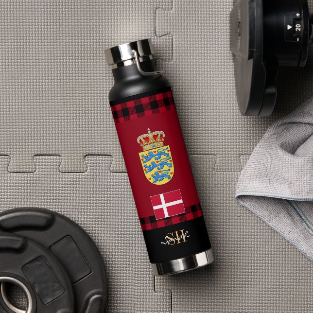 Bouteille D'eau Danemark Rustique Vacuum Isolé, Drapeau Danois (Couvercle)