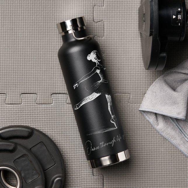 Bouteille D'eau Danse à travers la vie, crayon Ballerina Personnal (Salle de sport (pivotée))