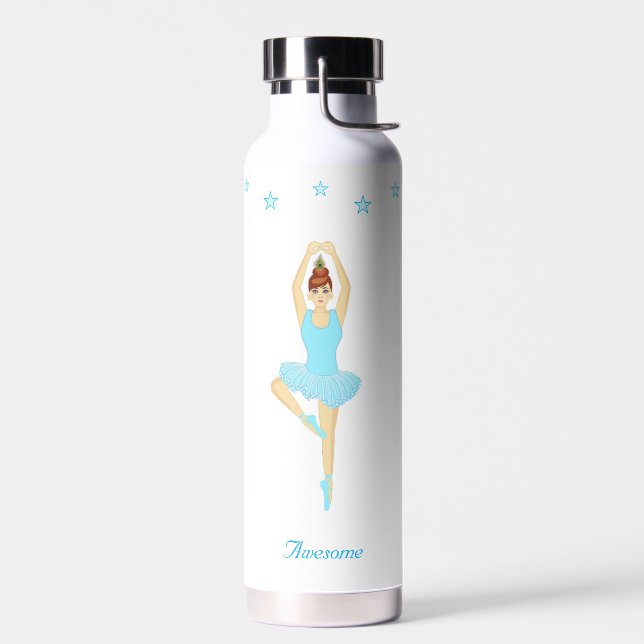 Bouteille D'eau Danseur de ballet et étoiles sur fond blanc (Gauche)