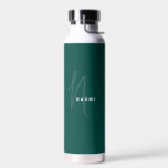 Bouteille D'eau Dark Green | Custom Monogram Script Name Stylish<br><div class="desc">Custom Classic Dark Green Script Monogram Name Elegant Chic Water Bottle. A simple and modern design in cute elegant trendy dark green color featuring handwritten calligraphy for a professional and sophisticated look. Create your own personalized ecofriendly gifts. Any font,  any color,  no minimum.</div>