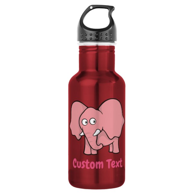 Bouteille d'eau de dessin animé éléphant rose (Devant)