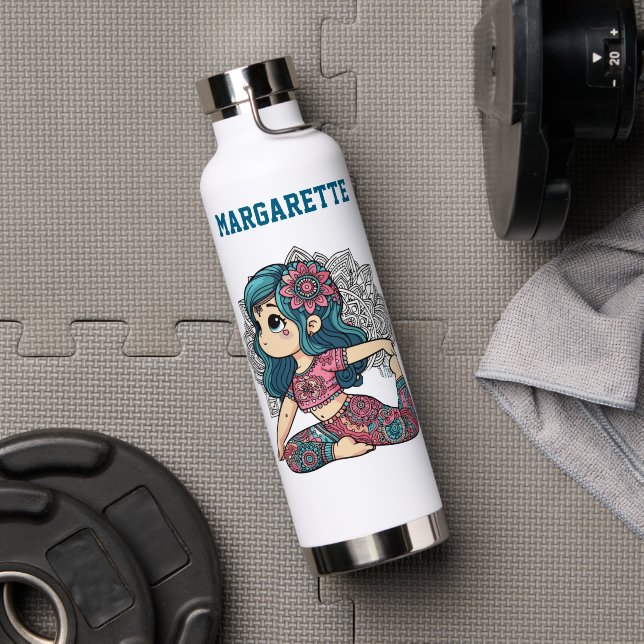 bouteille d'eau de gym pour fille de yoga mignonne (Salle de sport (pivotée))