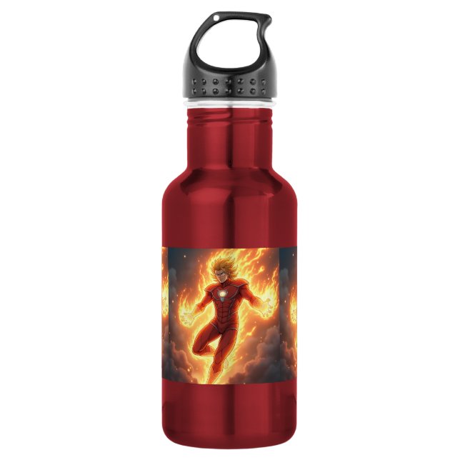 Bouteille d'eau de héros d'anime en puissance (Devant)