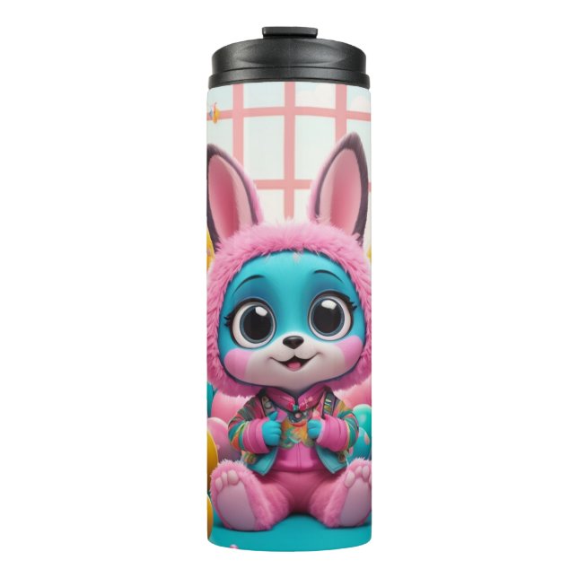 Bouteille d'eau de lapin mignonne - Rabbit bleu ad (Devant)