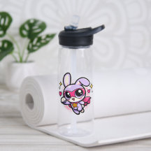 Bouteille d'eau de lapin super-héros Kawaii mignon