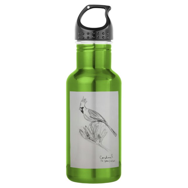 Bouteille d'eau de l'oiseau Cardinal (Devant)