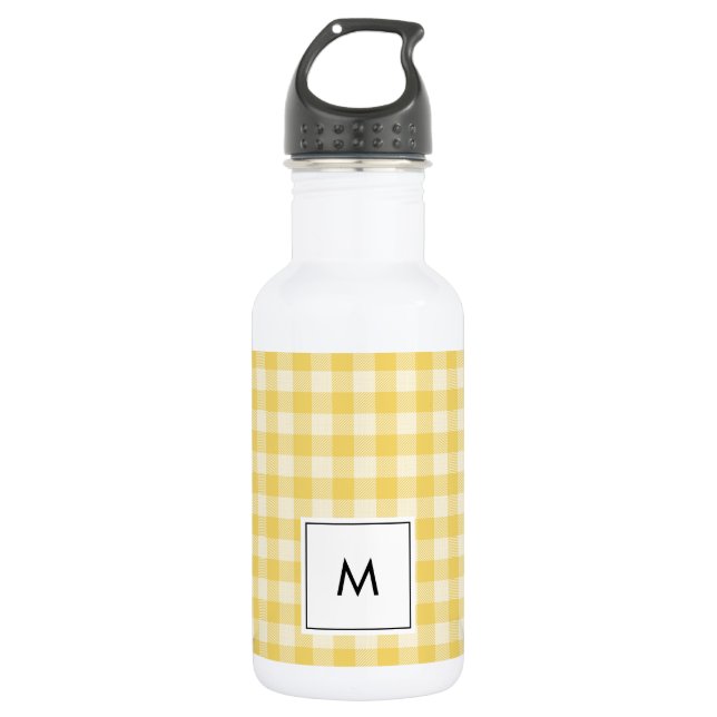 Bouteille d'eau de Monogramme En vichy jaune (Devant)