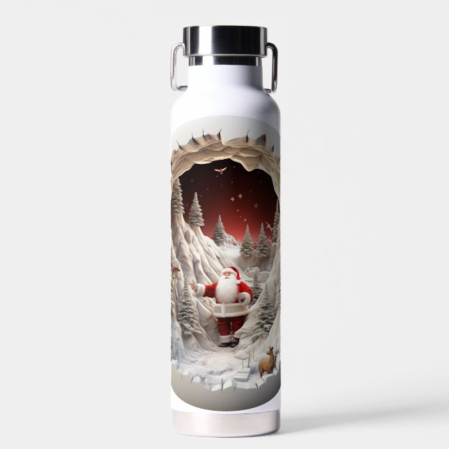 Bouteille d'eau de Noël du Père Noël 3D (Avant)