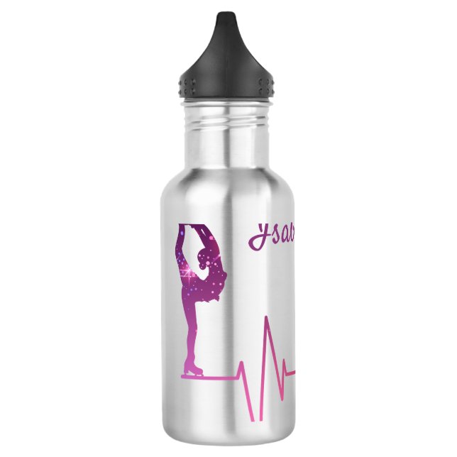 Bouteille d'eau de patin à glace pulvérisée rose a (Gauche)
