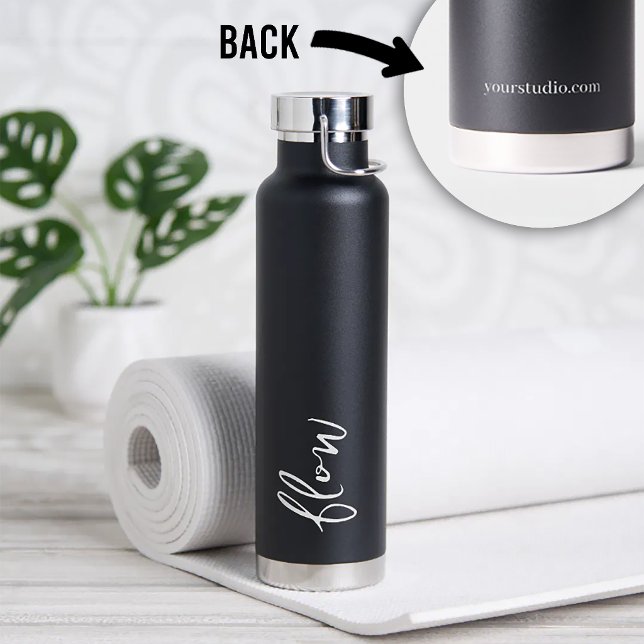 Bouteille d'eau de Studio de Yoga Flow Script Noir (Créateur téléchargé)