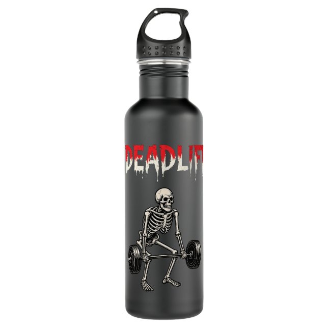 Bouteille D'eau Deadlift Bodybuilding Skeleton - Lifting Gym Humor (Devant)