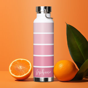 Bouteille D'eau Dégradé des bandes rétro roses Posh - Nom du scrip