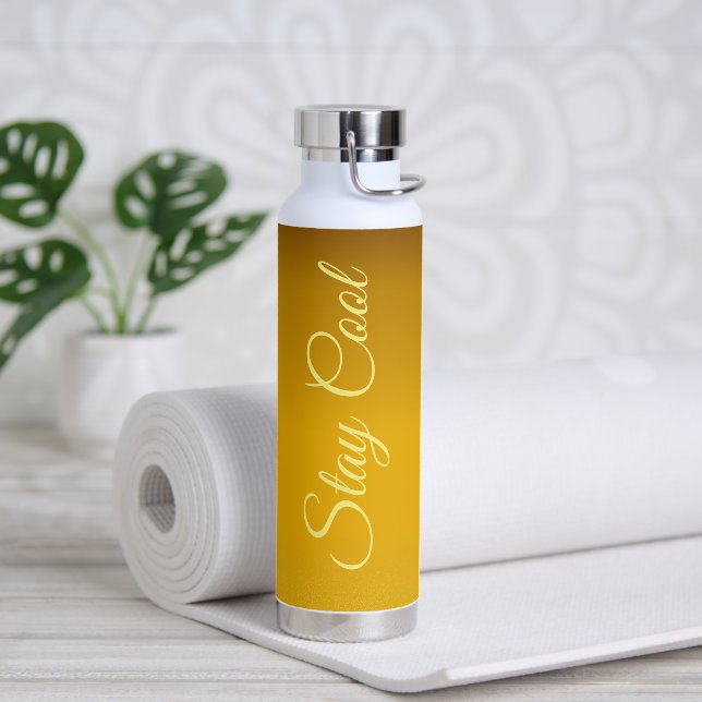Bouteille D'eau Dégradé Or Avec Texte Soigné Rester Cool (Yoga)
