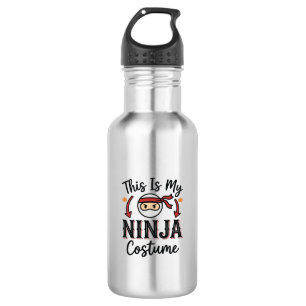 Bouteille D'eau Déguisement de ninja drôle Design vectoriel Hallow