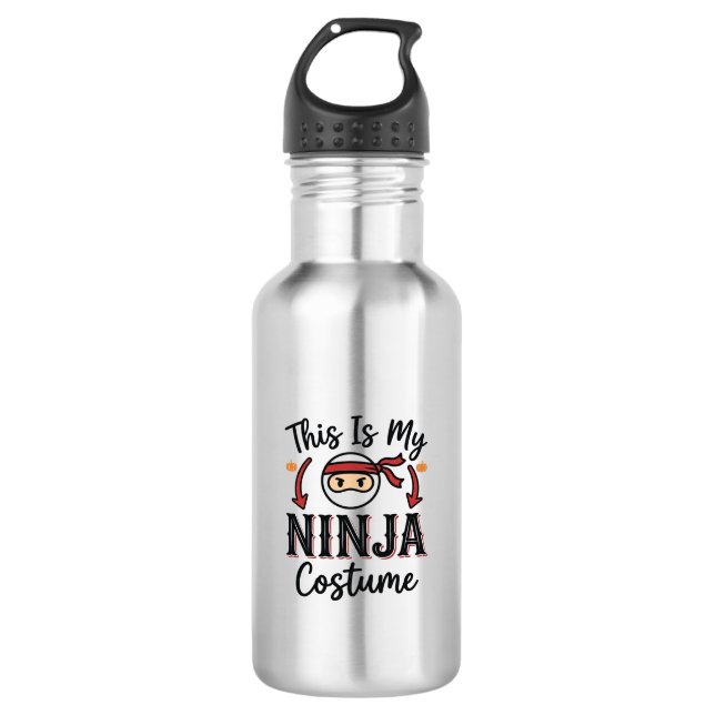 Bouteille D'eau Déguisement de ninja drôle Design vectoriel Hallow (Devant)
