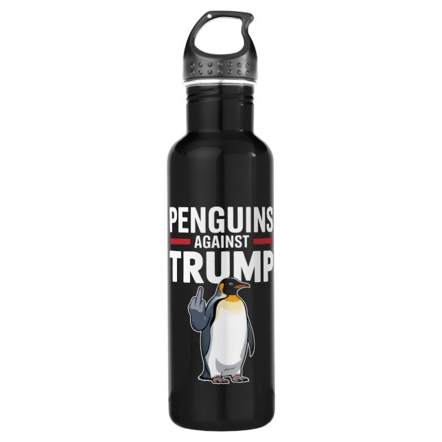 Bouteille D'eau Des palmes de pingouin contre Trump (Devant)
