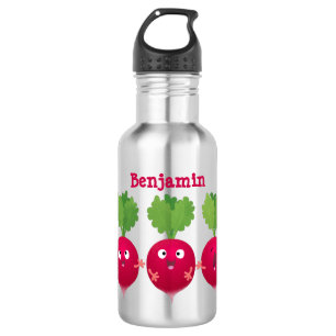 Bouteille D'eau Des radis mignons chantant des légumes de dessin a