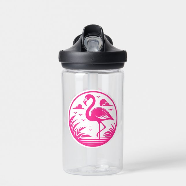 Bouteille D'eau Design de cercle d'été flamant rose-68730 (Avant)