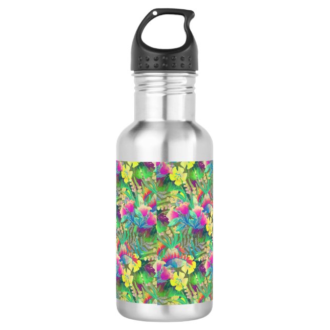 Bouteille D'eau Design de fleurs tropicales (Devant)