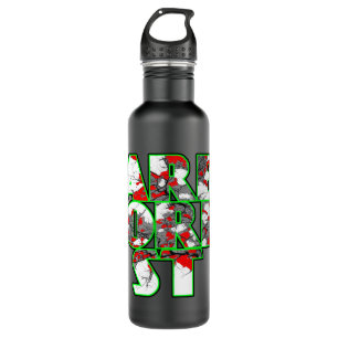 Bouteille D'eau Design de texte Cool arboriste vert et rouge