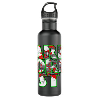 Bouteille D'eau Design de texte Cool arboriste vert et rouge