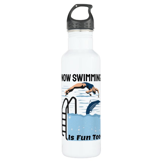 Bouteille D'eau Design parfait nageur - Maintenant nager est amusa (Devant)