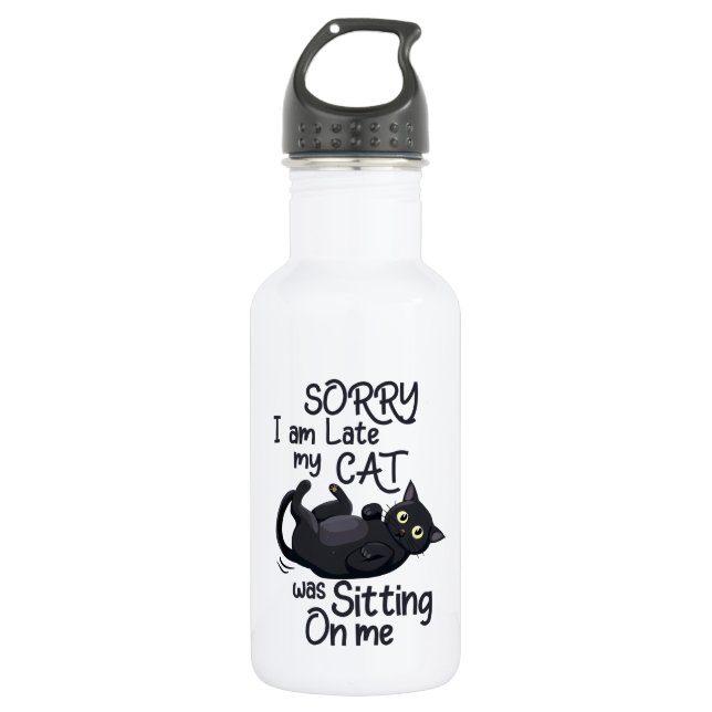 Bouteille D'eau Désolé, je suis en retard - Règles pour chats ! (Devant)
