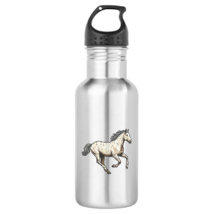 Bouteille D'eau Dessin de cheval Appaloosa courant gravé vintage_1