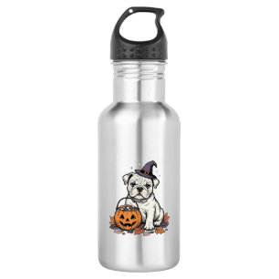 Bouteille D'eau Dessin de citrouille de bouledogue d'Halloween gra