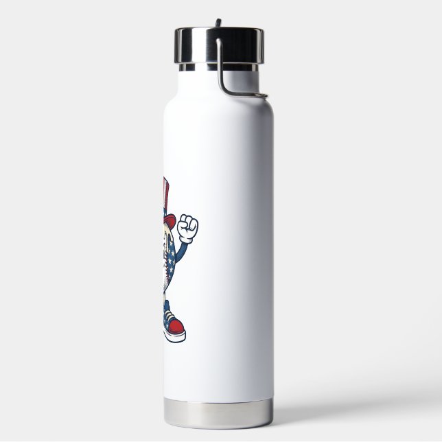 Bouteille D'eau Dessin de mascot de baseball patriotique gravure v (Gym)