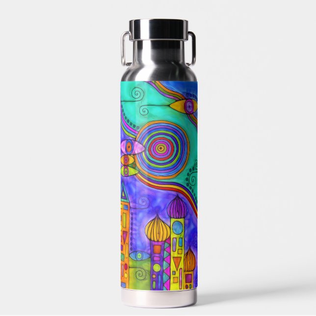 Bouteille D'eau Dessiné à la main par EDDArt - Venez ensemble 2 (Avant)