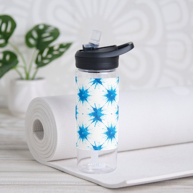 Bouteille d'eau d'été de bleu géométrique frais (Yoga)