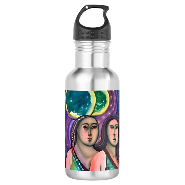 Bouteille D'eau Deux filles sous les lunes (Devant)