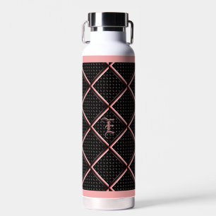 Bouteille D'eau Diamant élégant rose noir