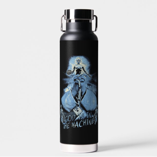 Bouteille D'eau Dieu est dans la machine - Techno-Dystopian Design (Avant)
