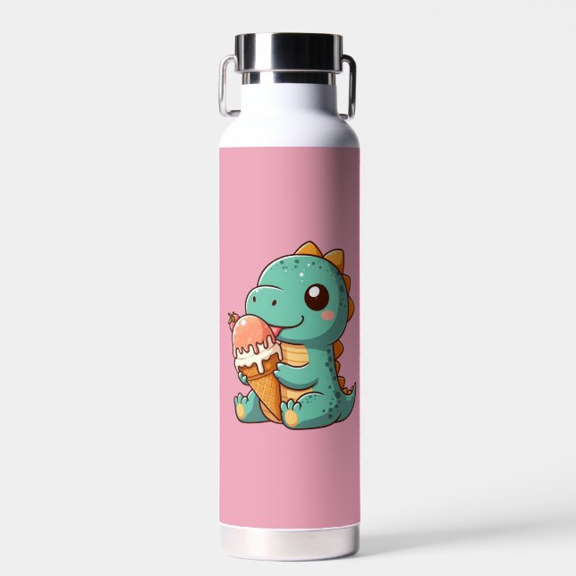 Bouteille D'eau Dino mignonne de glace mangeur (Avant)