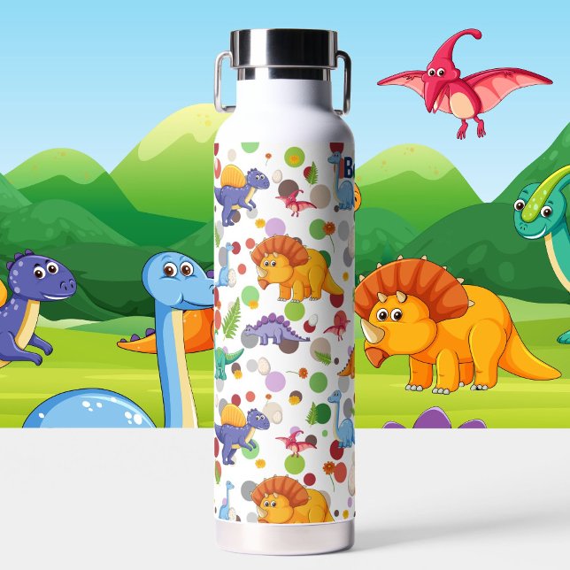 Bouteille D'eau Dinosaur Fun Personnaliser Nom Durable (Créateur téléchargé)