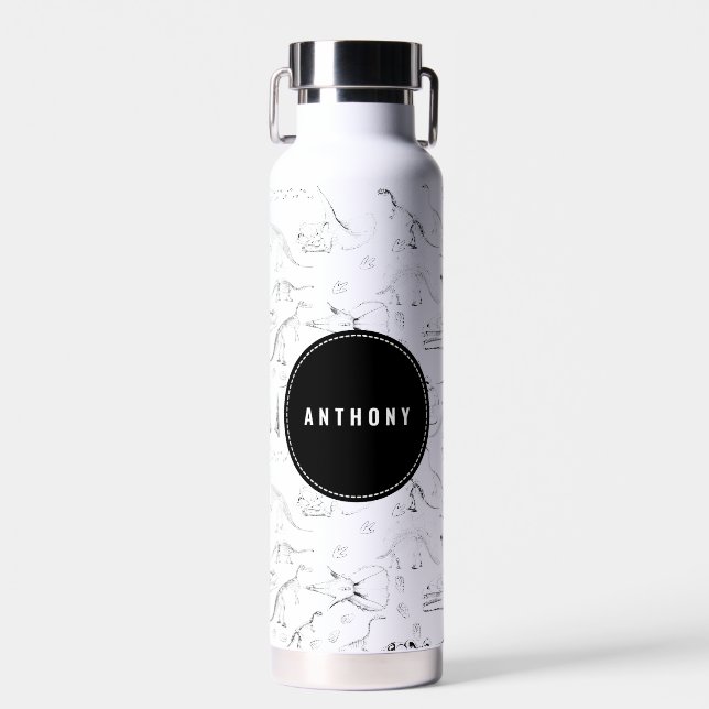 Bouteille D'eau Dinosaur Os Fossiles Nom Personnalisé École (Avant)