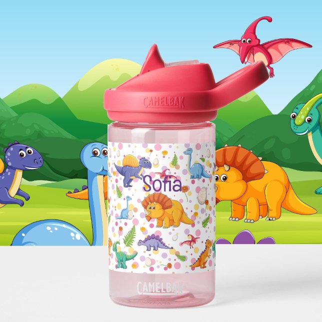 Bouteille D'eau Dinosaur Toddler Personnaliser le nom Durable (Créateur téléchargé)