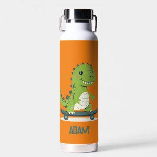 Bouteille D'eau Dinosaure De Skateboard Amusant Avec Nom Enfants