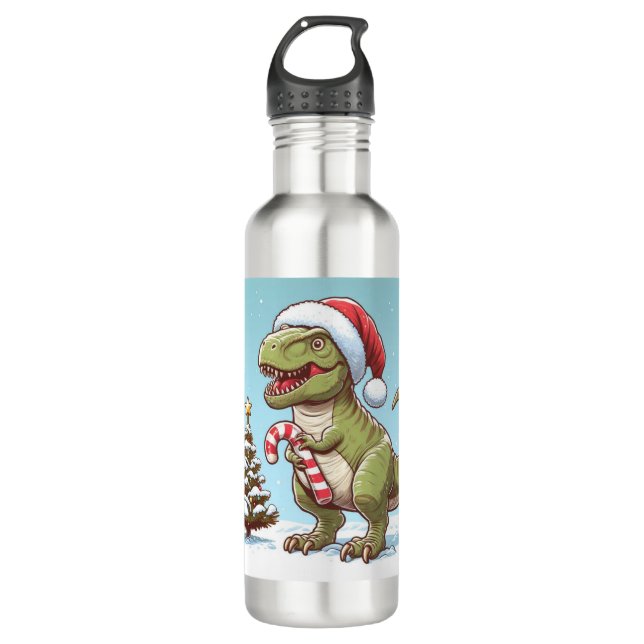 Bouteille D'eau Dinosaure sucre de canne de Noël mignon (Devant)